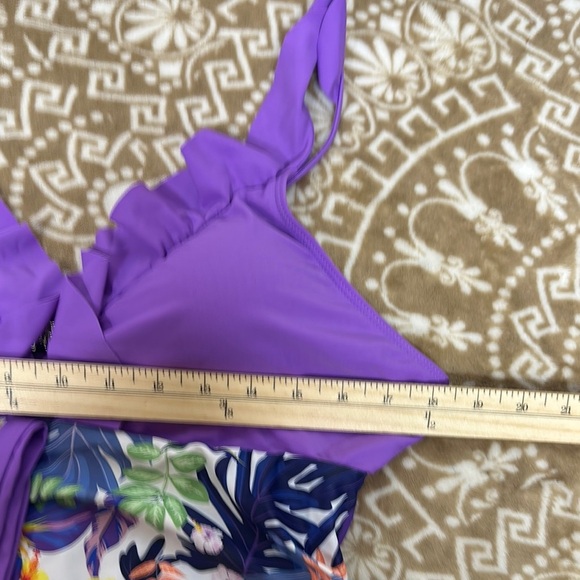 PatPat Purple One Piece Swimwear with Ruffled Straps - Picture 11 of 14